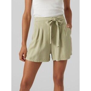 Vero Moda Vmmia High Rise Loose Summer Shorts Size S Sage Green Tie Waist New